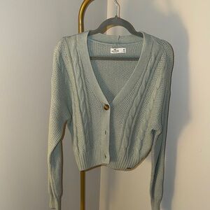 Hollister Soft Blue Cable Knit Cardigan